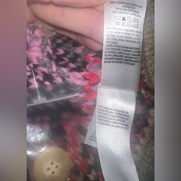 Lucky Brand Tribal Aztec Print Cardigan Chunky Sweater Wool Blend Women’s Large - Picture 6 of 6